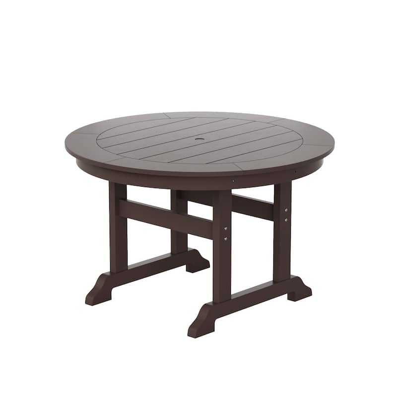 Laguna Hdpe All Weather Outdoor Patio 47" Round Dining Table - Dark Brown