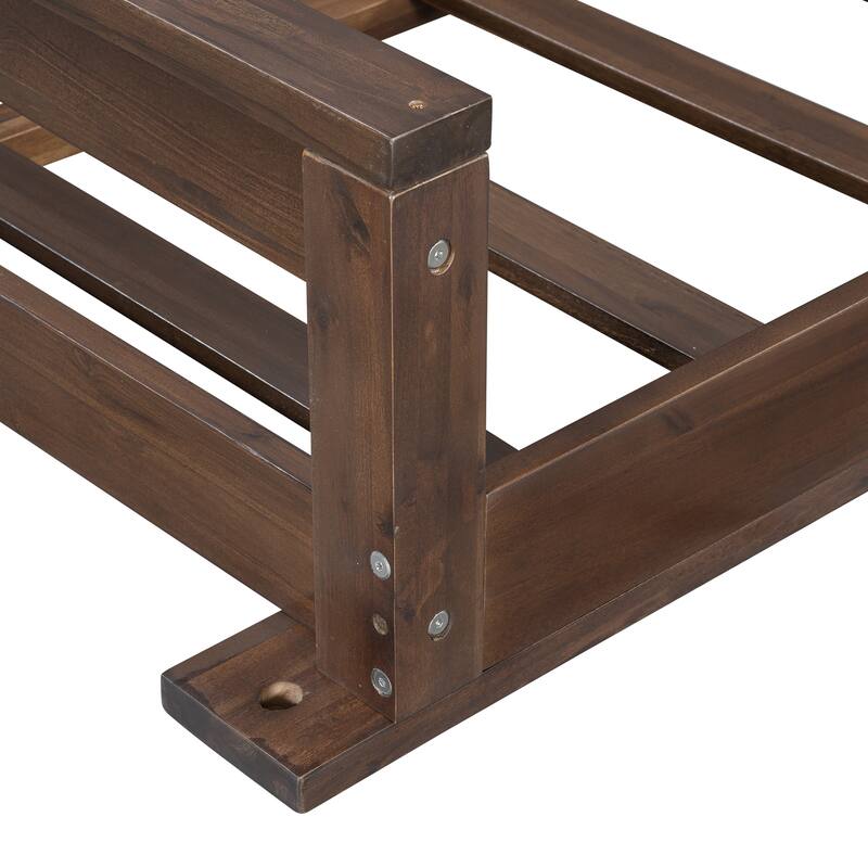 Acacia Wood Twin Size Patio Swing Bed with Hanging Frame