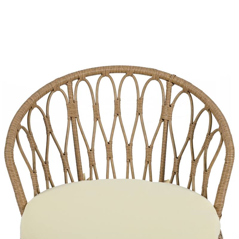 2 Rattan Single Chairs with A Glass Round Table