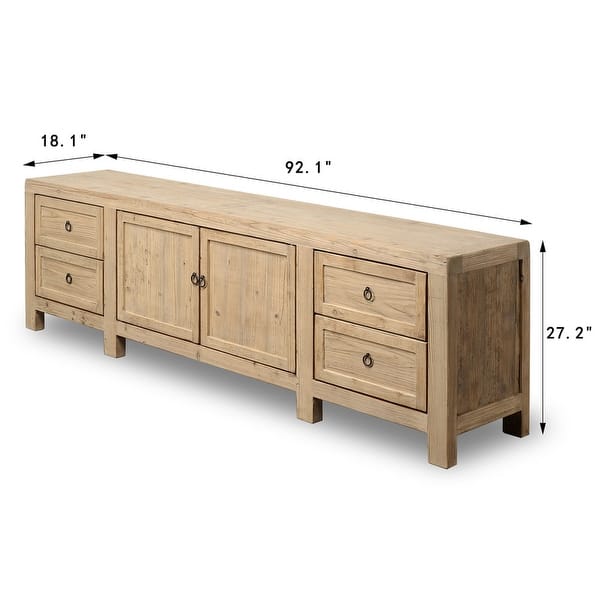 dimension image slide 1 of 2, Approx.92 Inches Long Four Drawers Sideboard Weathered Natural