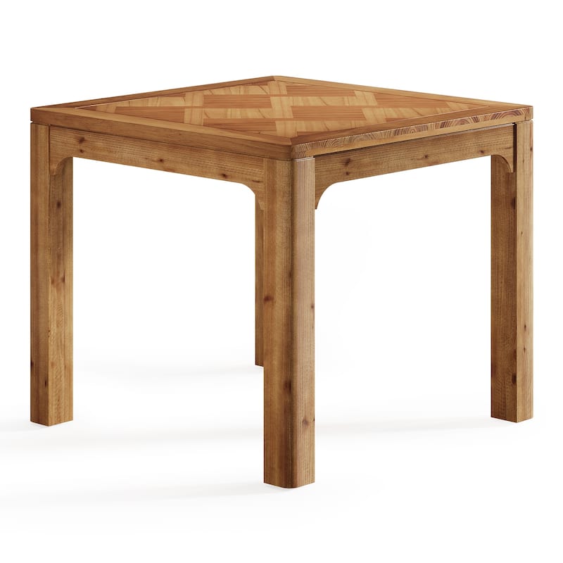 Square Solid Wood Dining Table, Kitchen Table with 3D Textured Top for Living/Dining Room