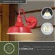 preview thumbnail 3 of 7, VAXCEL Dorado 1-Light Red and White Dusk to Dawn Sensor Farmhouse Outdoor Wall Sconce, Gooseneck Steel Shade, Dark Sky Compliant