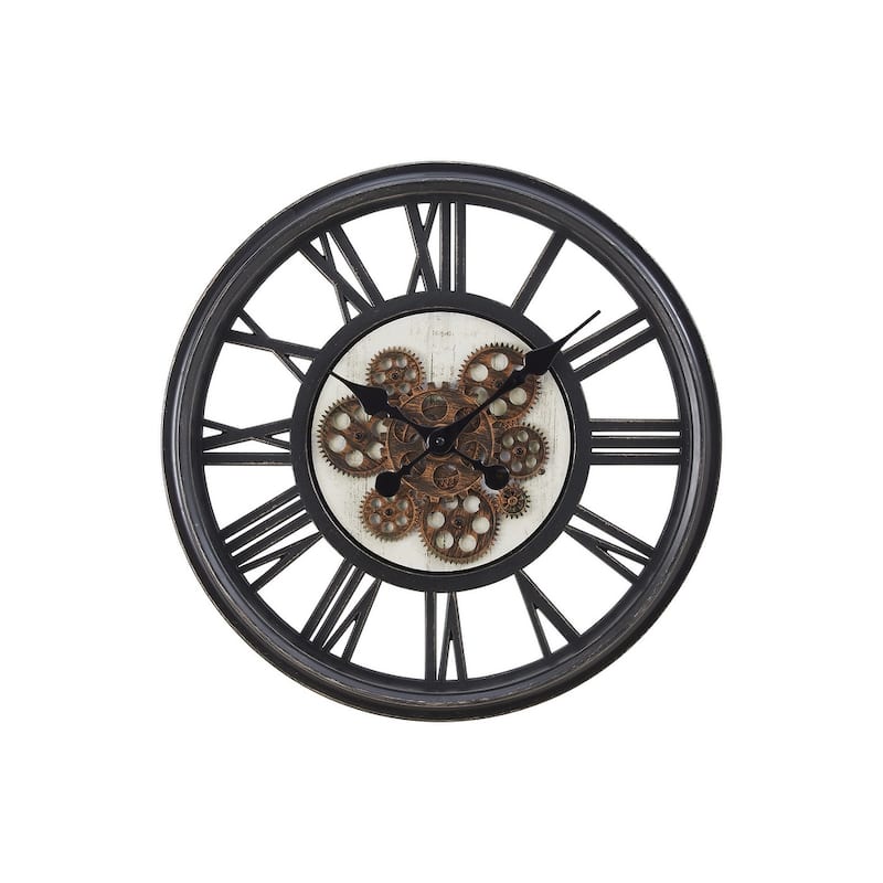 20 in with Gear Mechanism Black Wall Clock - 20 in