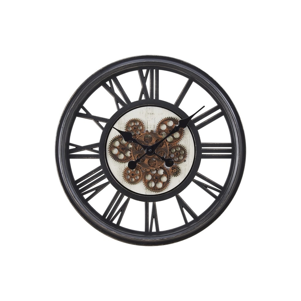 20 in with Gear Mechanism Black Wall Clock - 20 in