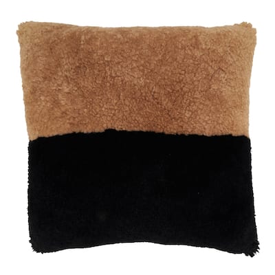 Luxurious Sheep Fur Pillow with Two-Tone Elegance