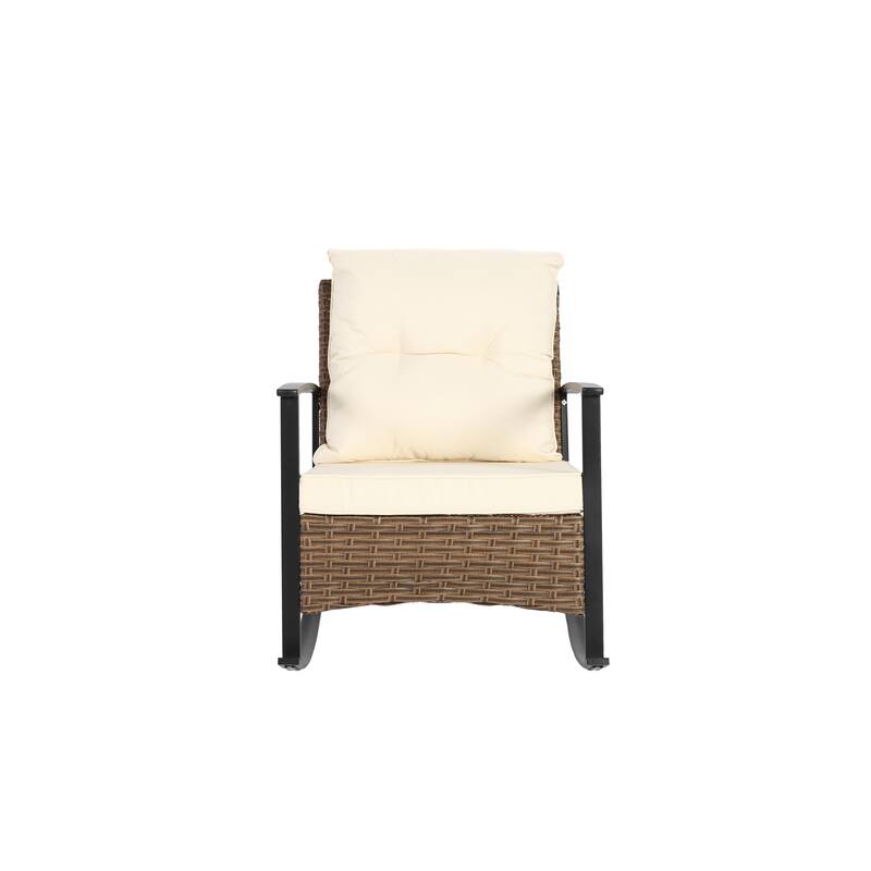 Wicker Rocking Chairs for Outdoors 3 Piece, Patio Rocking Chairs Set of 2, Patio Furniture Set, Small Outdoor Set