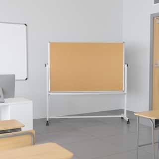 Reversible Mobile Cork Bulletin & White Board with Pen Tray