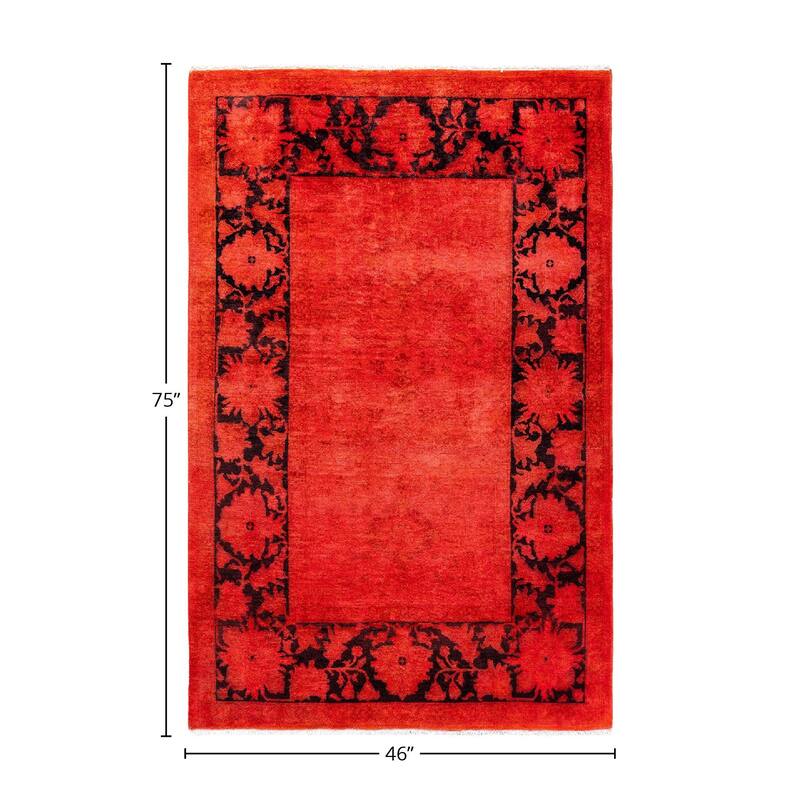 Vibrance, One-of-a-Kind Hand-Knotted Area Rug - Orange, 3' 10" x 6' 3" - 3' 10" x 6' 3"
