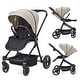preview thumbnail 1 of 26, Foldable Baby Stroller,High Landscape Stroller for Toddlers, Convertible Infant Pram - N/A Brown/Ivory
