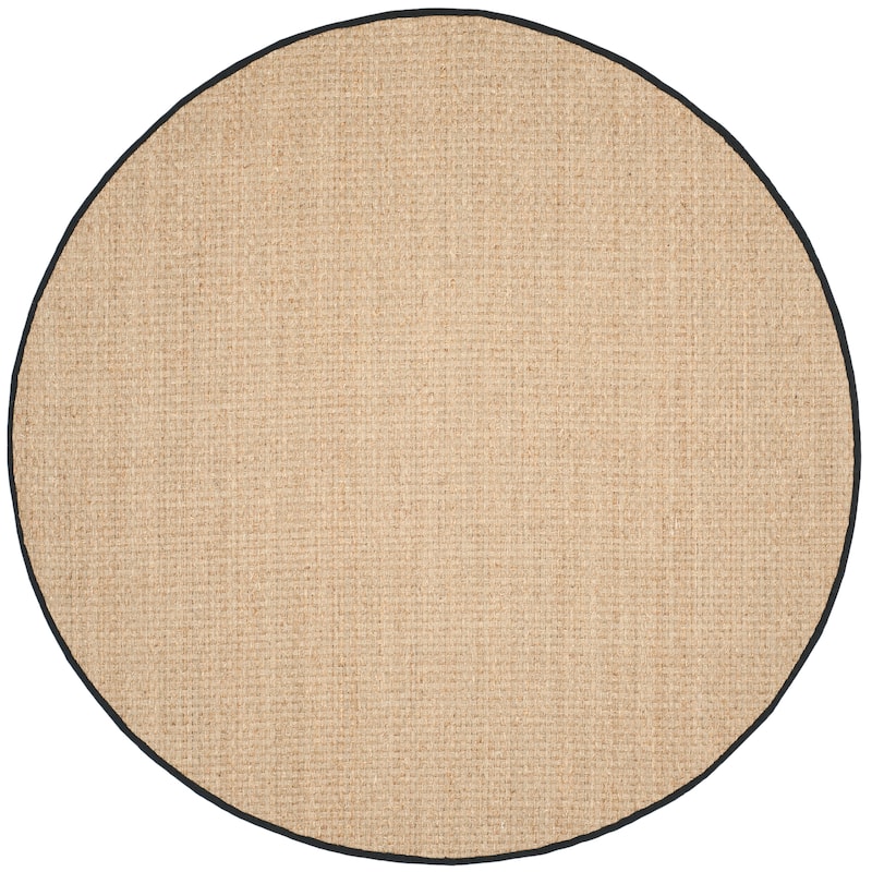 SAFAVIEH Natural Fiber Zymryd Basketweave Seagrass Rug - 8' Round - Natural/Black