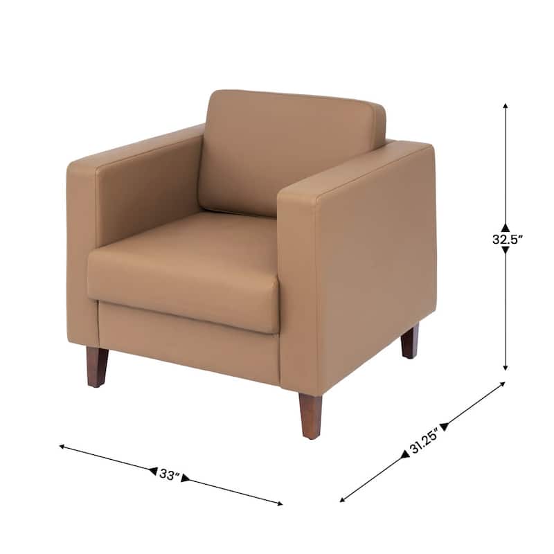 Commercial Lobby Chair with Outlets/USB/USB-C Charging Ports - 33"W x 31.25"D x 32.5"H