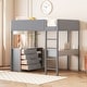 preview thumbnail 2 of 15, Full Size Loft Bed with Convertible Desk, Storage Shelf & 4 Drawers, Teddy Fleece Wood Bed Frame with Full-Length Guardrail