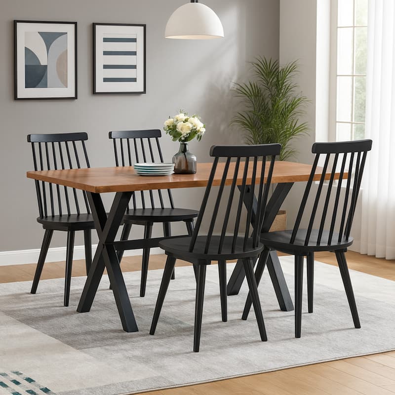 Burris 17"Wide Spindle Wood Dining Chairs - Set of 4 - Black