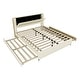 preview thumbnail 7 of 10, King Size Bed Beige Upholstered Bed Slat Platform Bed with Twin SIze Trundle Bed & 2 Drawers, Hidden Storage Headboard, Beige