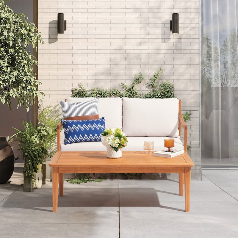 Outdoor 2 piece Loveseat Set With Table - Beige