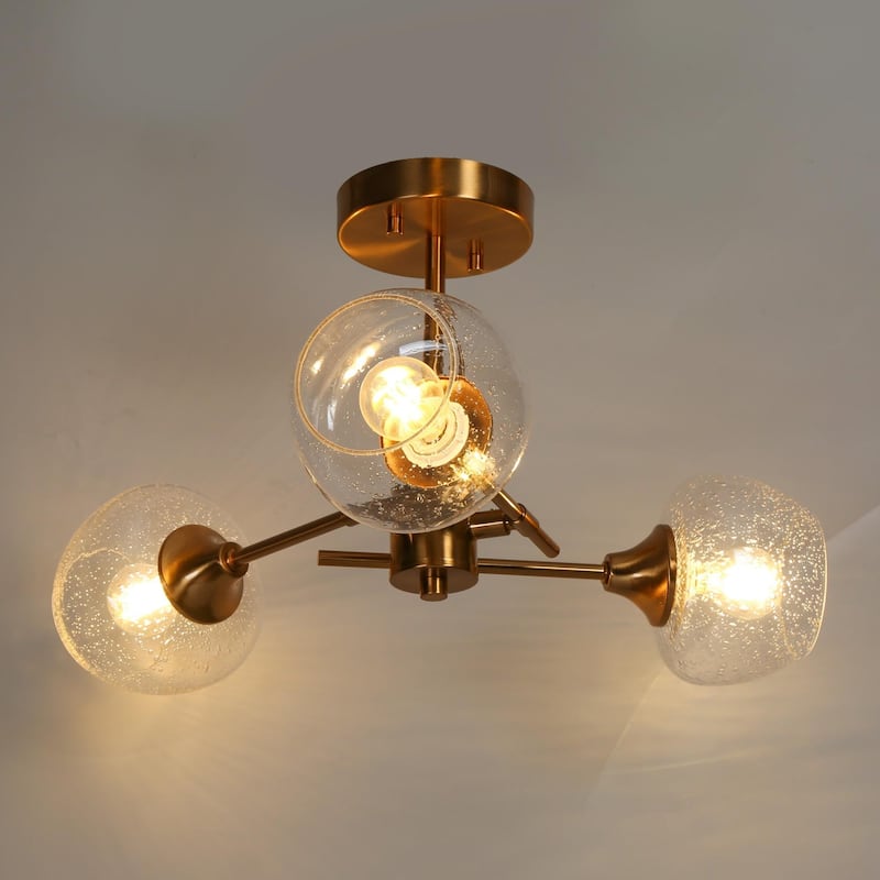 Mid-century Modern 3-light Adjustable Semi-flush Mount Sputnik Wine Glass Dimmable Ceiling Lights - D20'' * H10.5''