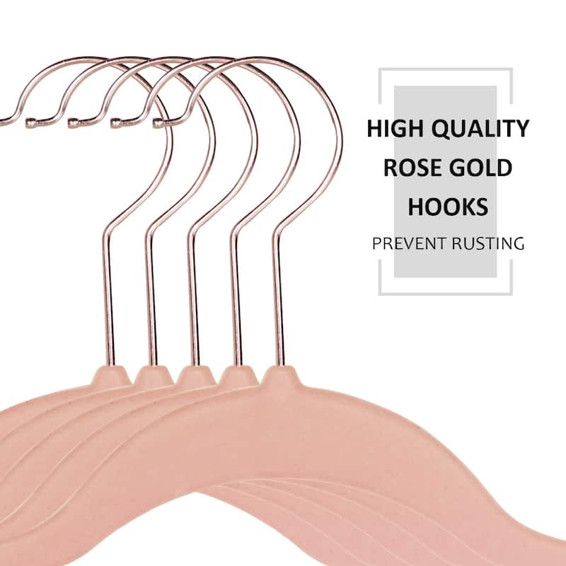 Javlergo 50/100 Pack Velvet Hangers, Heavy Duty Non Slip & Space-Saving Cloth Hangers with 6 Finger Clips & Tie Rack