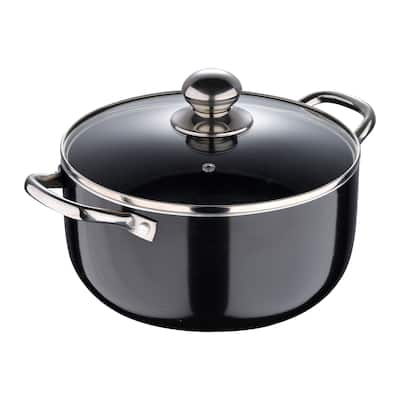 Bergner 7.3-Quart Non-Stick Aluminum Dutch Oven with Lid, Black