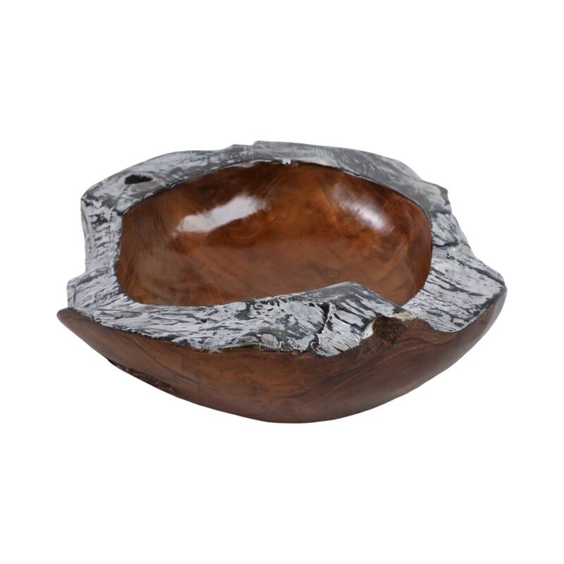 Wood Capiz Decorative Bowl with Natural Burnt Edges - 3" Brown - 12" x 12" x 3"