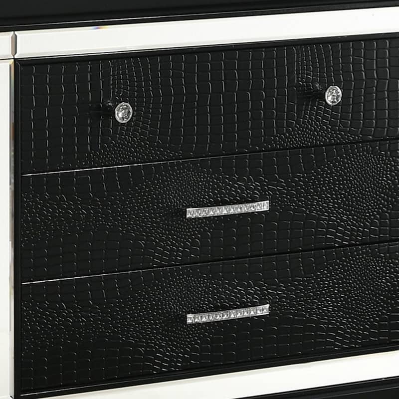 Black 3 Drawer 17.38 in. W Nightstand with Sturdy Drawer Pulls