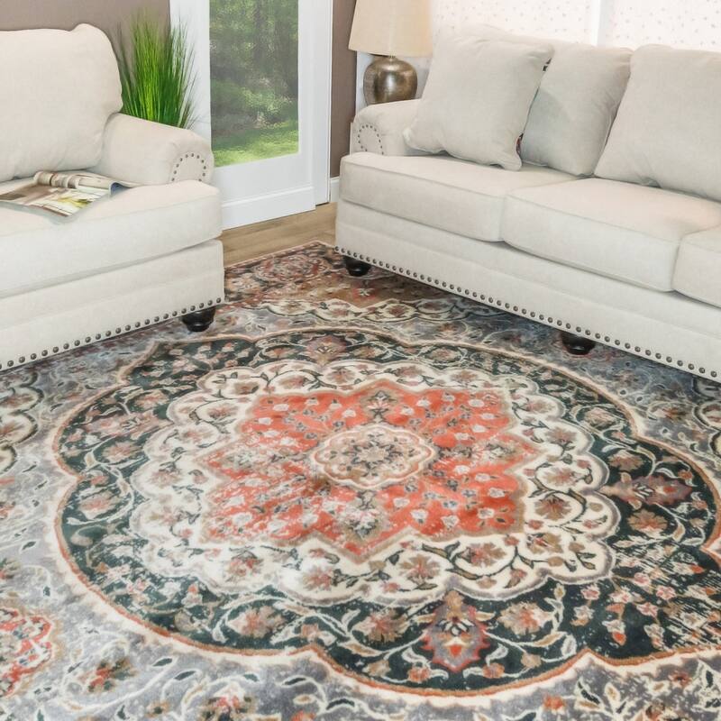 Superior Bodhi Vintage Floral Classic Medallion Indoor Area Rug or Runner