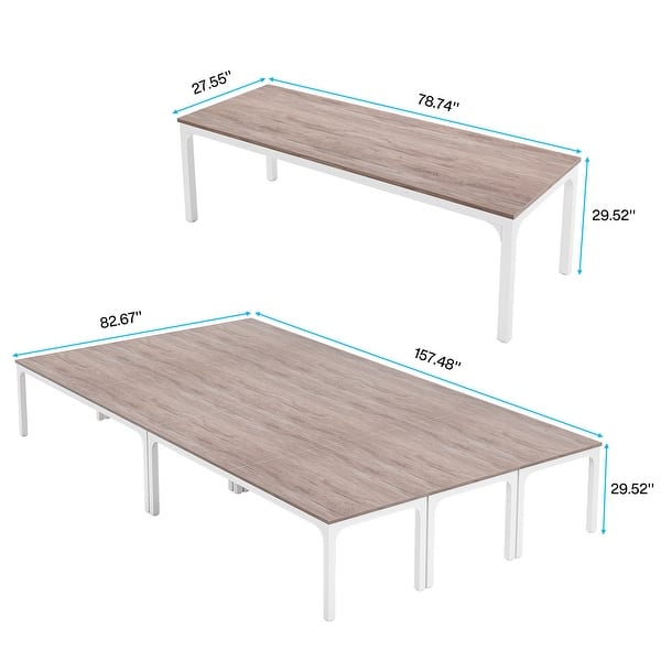 dimension image slide 5 of 9, 6.5FT Conference Meeting Seminar Business Table Set for 16-20 Person (Set of 6)