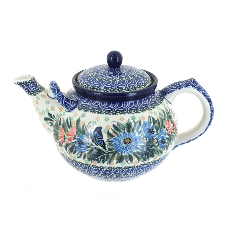 Blue Rose Polish Pottery 444 Ceramika Artystyczna Large Teapot