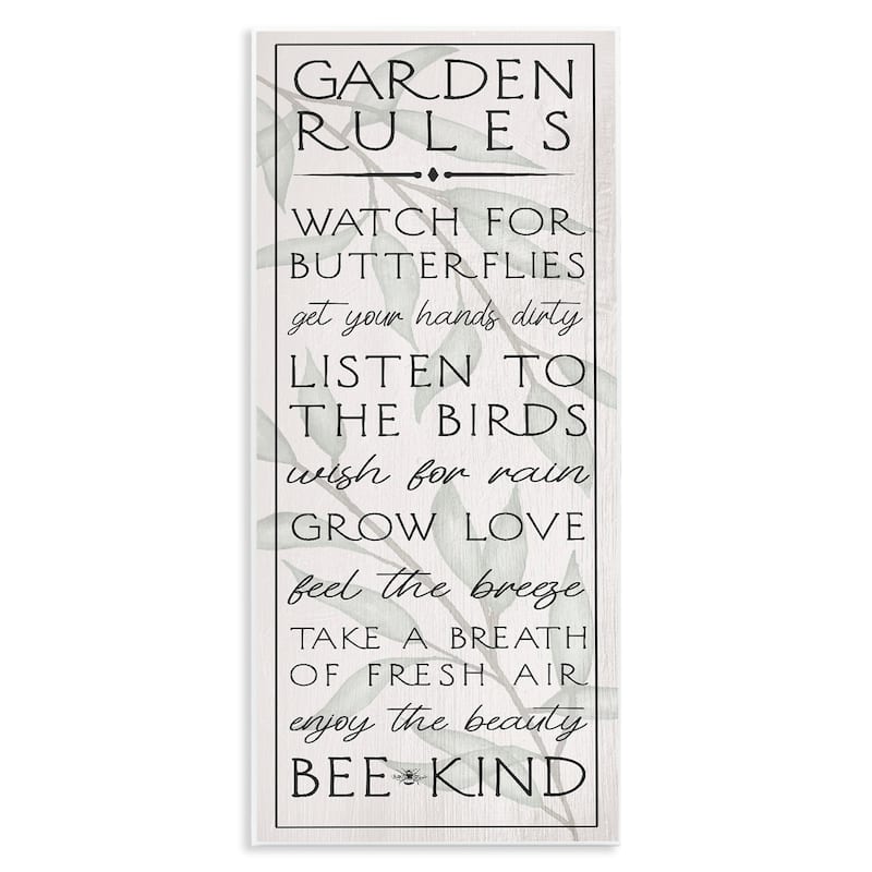 Stupell Uplifting Garden Rules Wall Plaque Art Design By Lil' Rue - 7 x 17