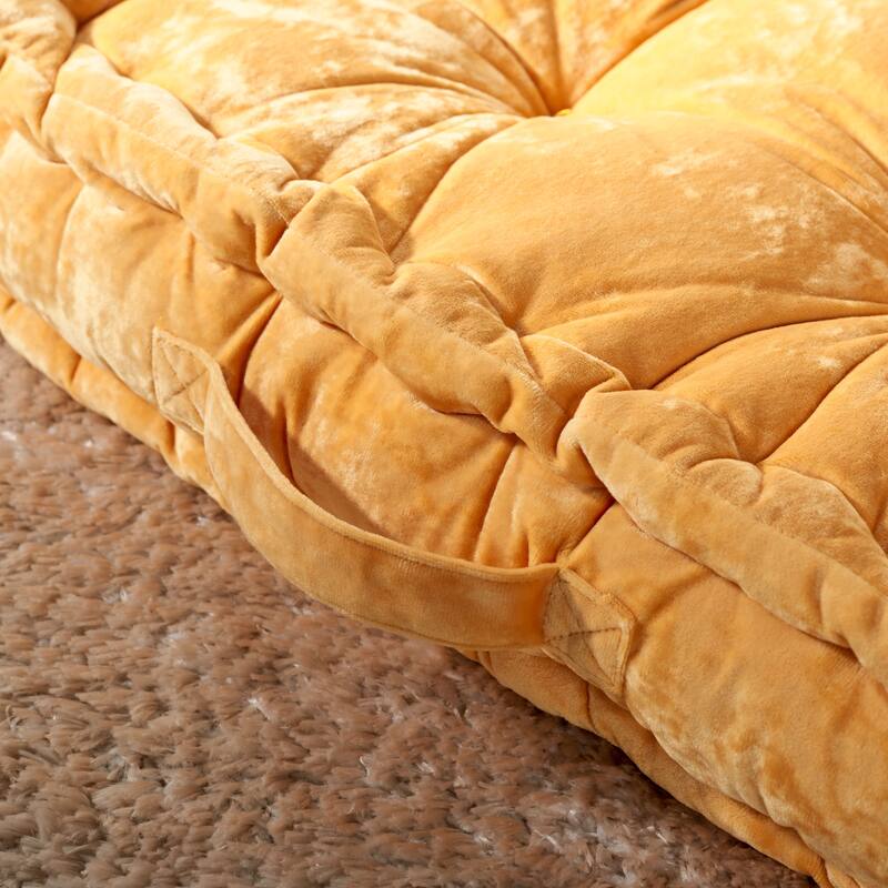SAFAVIEH Crescenza Square Tufted Velvet Floor Pillow - Yellow - 12Wx12L