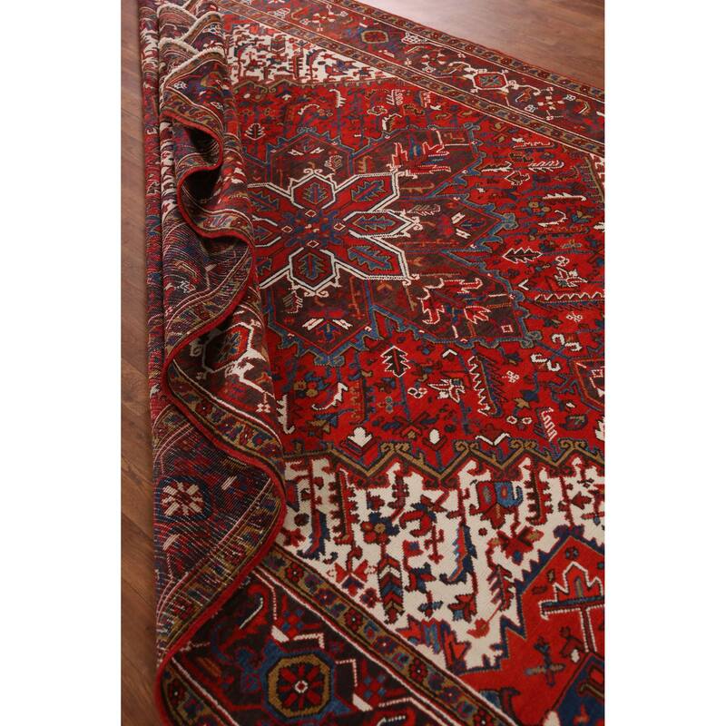 Hand Knotted Oriental 100% Wool Carpet Traditional Medallion Red Heriz Area Rug - 10' 4'' X 7' 1''
