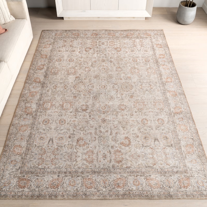 Nuloom Hillstone Collection Traditional Vintage Medallion Area Rug - 4' x 6' - Glenette Light Brown - Rectangle