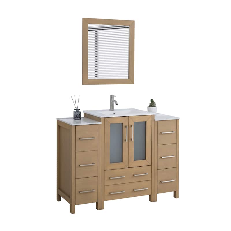 Vanity Art 48 in. Single Sink Bathroom Vanity with Top and Mirror - 48 X 18.1 X 35.8