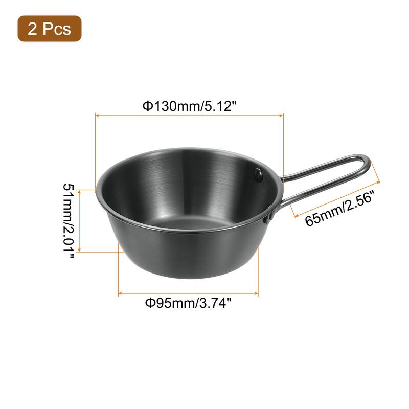 2 Pcs Korean Traditional Wine Bowls, Stainless Steel Rice Wine Cup - Black - 5.12 Inch