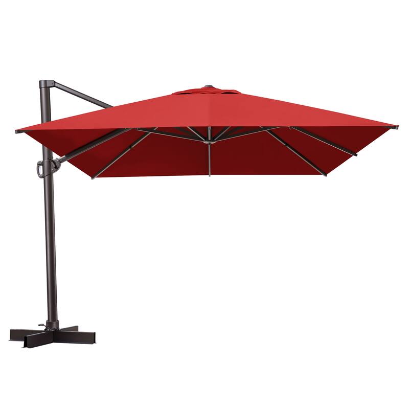 10x13FT Patio Cantilever Umbrella Outdoor Offset Umbrella 360-Degree Rotation with No Base