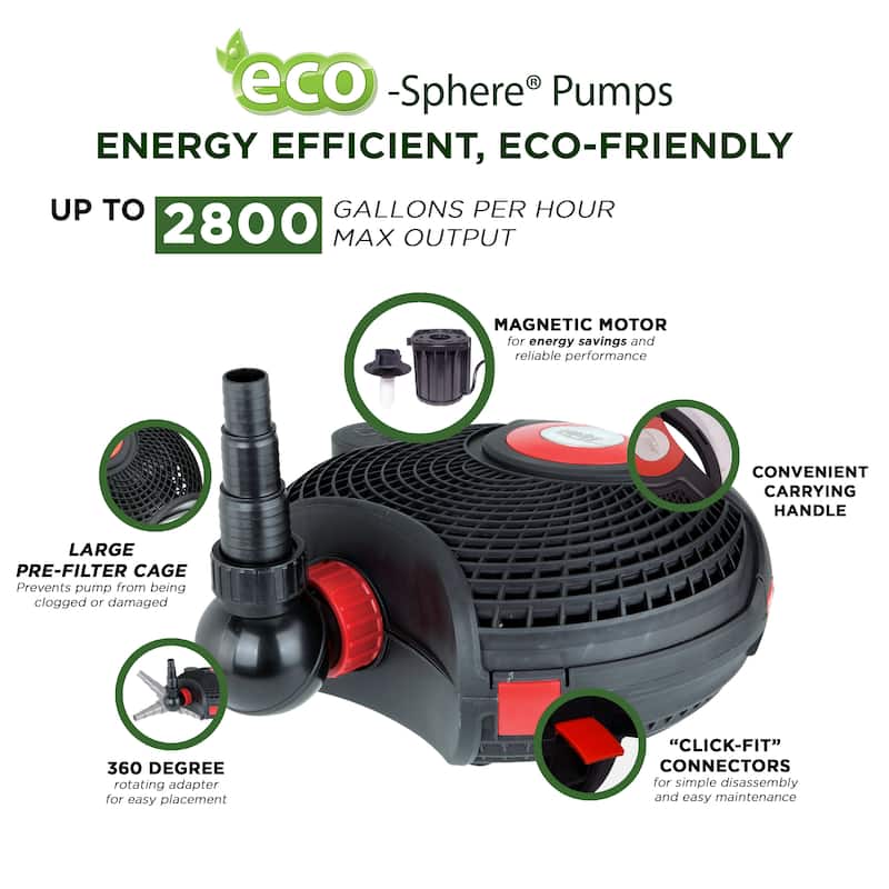 Alpine Corporation Eco-Sphere® Energy-Saving Pond Pump with Controller and 33-ft. Cord