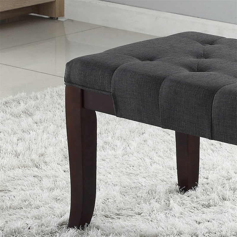 Fabric Tufted Turned Leg Dining Bench