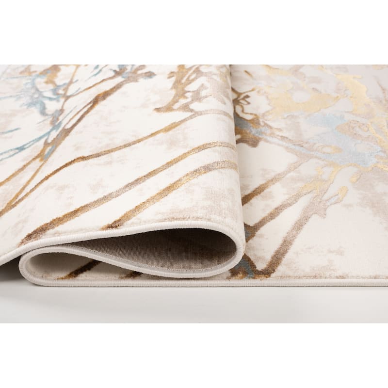 London Collection Cream/ Brown Abstract Area Rug