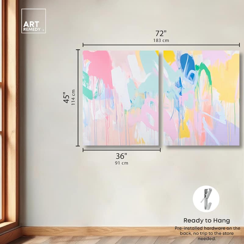 Joyful Drips Canvas Set of 2 by Art Remedy, Gallery Wrapped