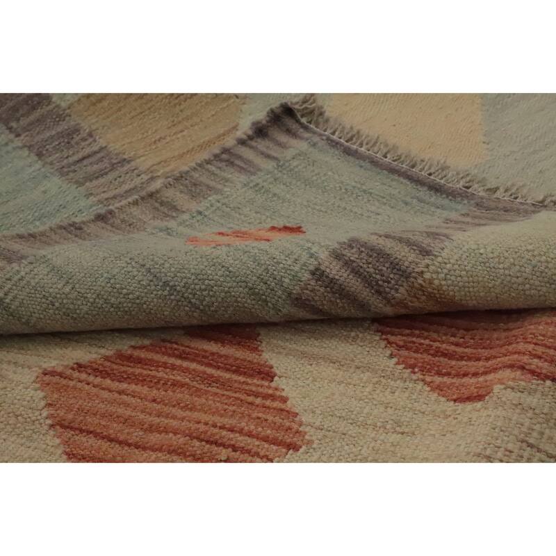 Hand Woven Oriental 100% Wool Carpet Southwestern Tribal Multi-Colored Kilim Area Rug - 6' 11'' X 5' 0''