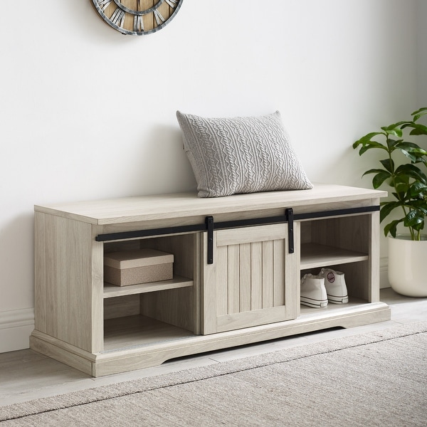The Gray Barn Sliding Groove Door Entry Bench. Opens flyout.