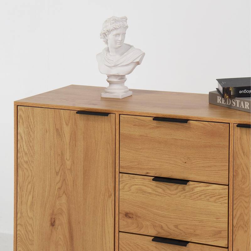 Wooden Sideboard Buffet Cabinet with Storage with 3 Drawers & 2 Doors