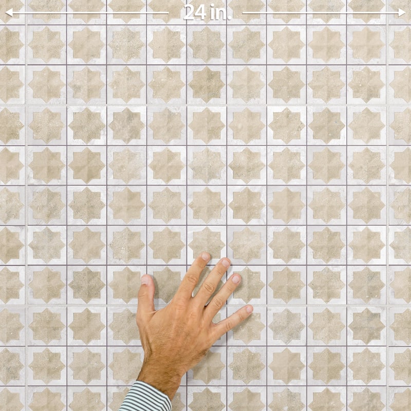 Merola Tile Tetuan Astre Arena White 12-1/8" x 21-7/8" Porcelain Wall Tile