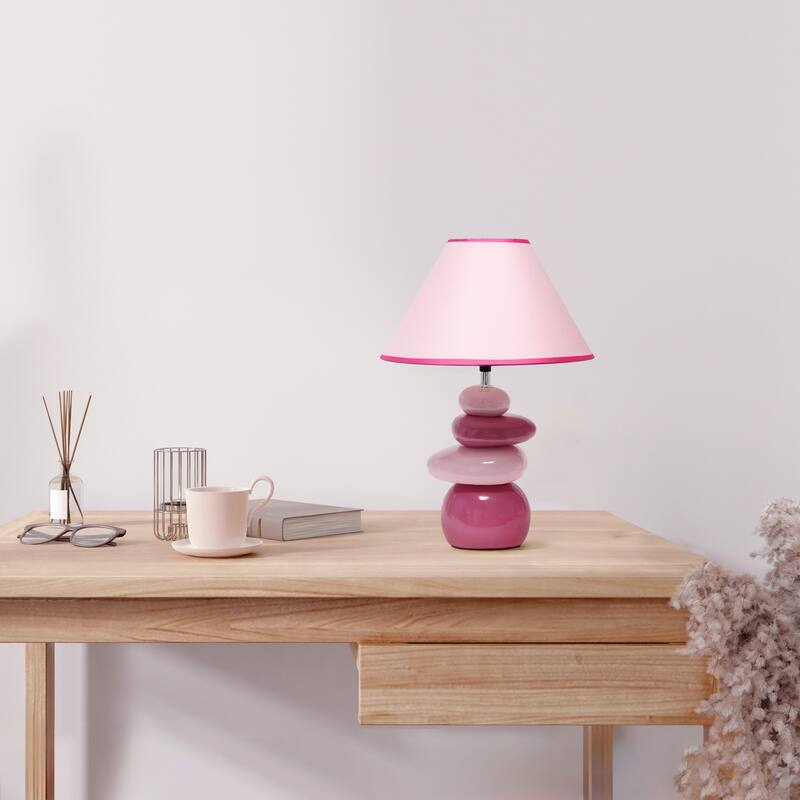 14.04 in. Pink Finish Table Lamp with Pink Shade, Sturdy Table Lamp for Living Rooms and Bedrooms