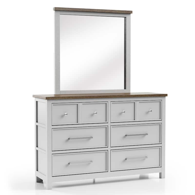 Furniture of America Althea Modern Farmhouse 2-piece Solid Wood 6-Drawer Dresser and Mirror Set