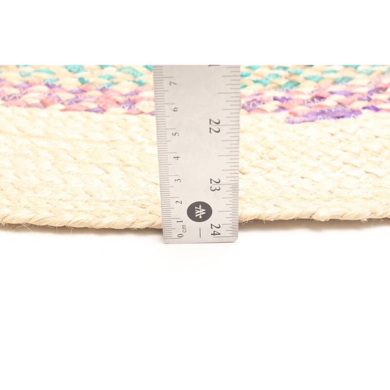 ECARPETGALLERY Braided Weave Palas Denizli Cream Jute Rug - 3'3 x 3'3