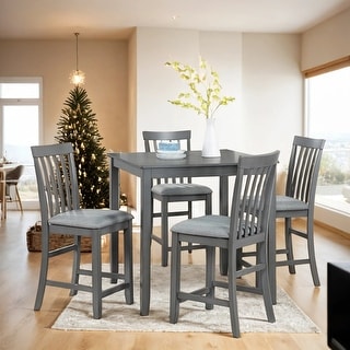 Kitchen Wooden 5-Piece Counter Height Dining Table Set With 4 ...