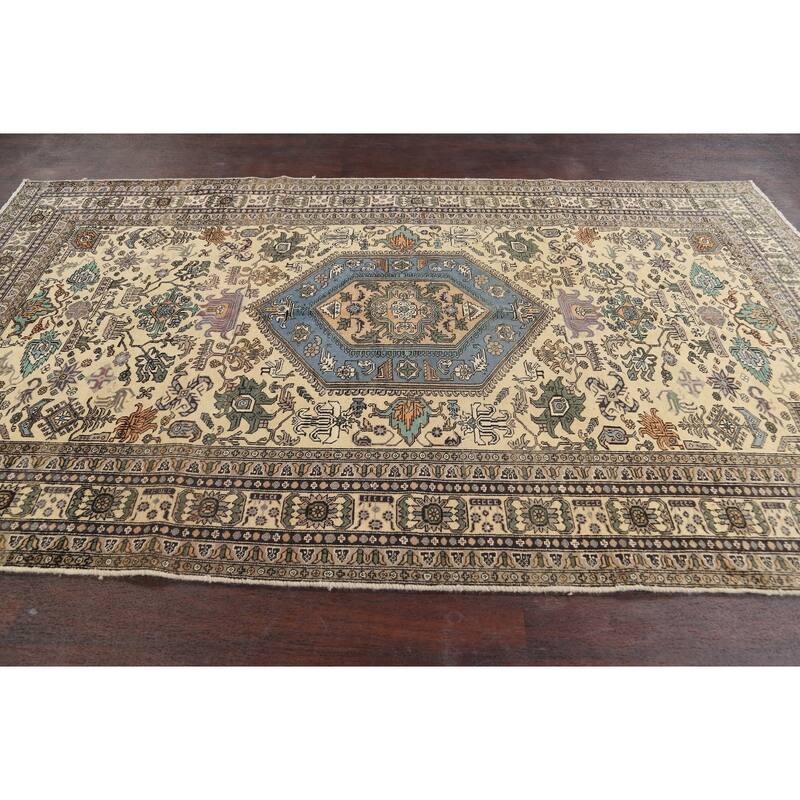 Geometric Tabriz Persian Area Rug Wool Hand-knotted Bedroom Carpet - 5'4" x 9'5"