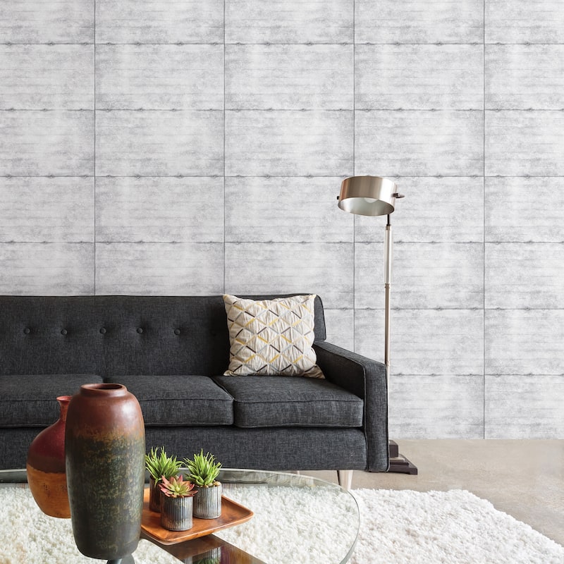 A-Street Prints Reuther Light Grey Smooth Concrete Wallpaper