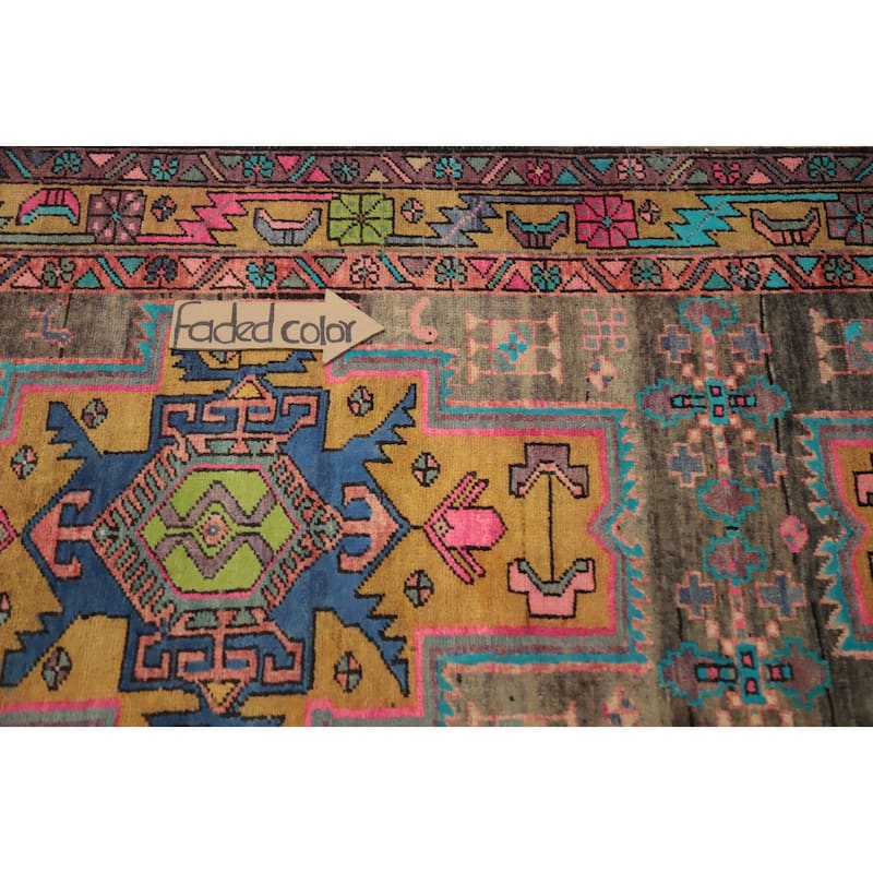Hand Knotted Oriental 100% Wool Carpet Traditional Tribal Greys & Charcoal Ardebil Runner Rug - 9' 10'' X 3' 4''