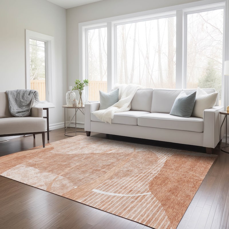 Machine Washable Indoor/ Outdoor Chantille Abstract Modern Rug